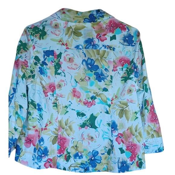 Christopher & Banks Multicolor Floral Blazer Women's Medium 100% Cotton Summer - Picture 2 of 8